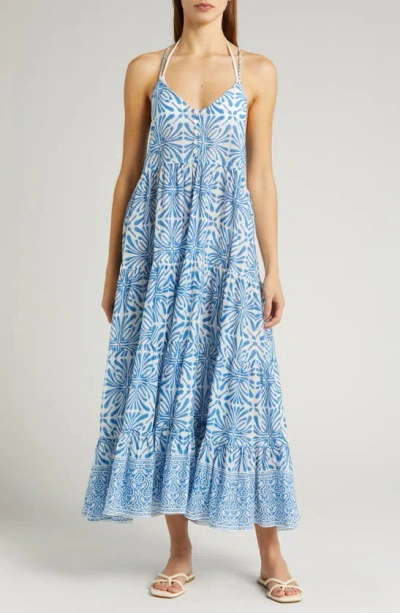Alicia Bell Hope Cotton Cover-up Maxi Dress In Blue Psychedelic