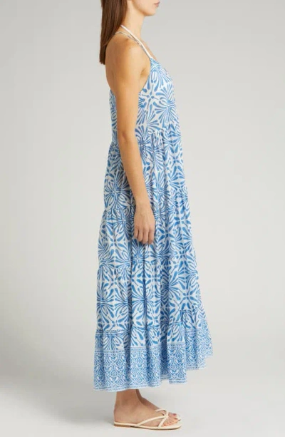 Shop Alicia Bell Hope Cotton Cover-up Maxi Dress In Blue Psychedelic