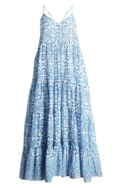 Shop Alicia Bell Hope Cotton Cover-up Maxi Dress In Blue Psychedelic