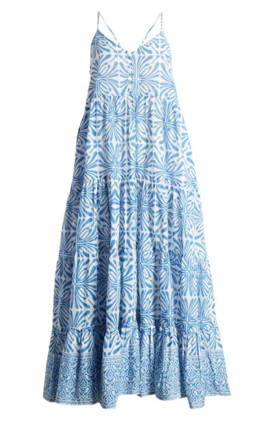 Alicia Bell Hope Cotton Cover-up Maxi Dress In Blue Psychedelic