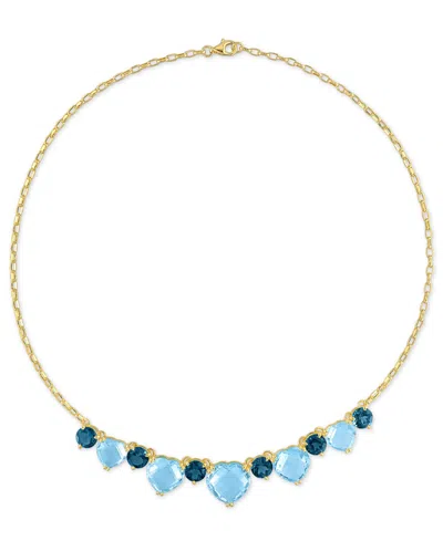 Macy's Sky & London Blue Topaz Heart & Round 17" Collar Necklace (45-3/4 Ct. T.w.) In Yellow-plated Sterlin In Blue Topaz