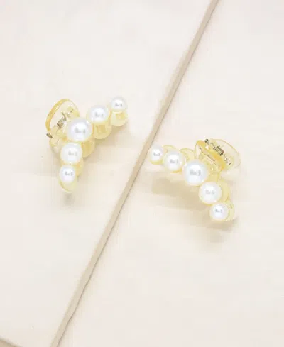 Ettika Imitation Pearl Hair Claw Set Of 2 In Gold