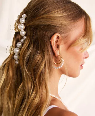 Ettika Imitation Pearl Hair Claw Set Of 2 In Gold