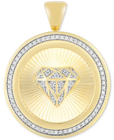 Shop Macy's Men's Diamond Symbol Disc Pendant (1/4 Ct. T.w.) In 10k Gold