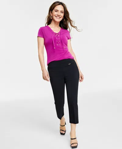 Shop Inc International Concepts Petite Mid-rise Straight-leg Capri Pants, Created For Macy's In Deep Black