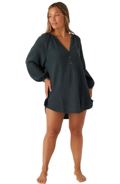 Shop O'neill Krysten Cotton Gauze Cover-up Tunic Minidress In Slate