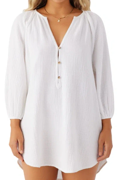 Shop O'neill Krysten Cotton Gauze Cover-up Tunic Minidress In White