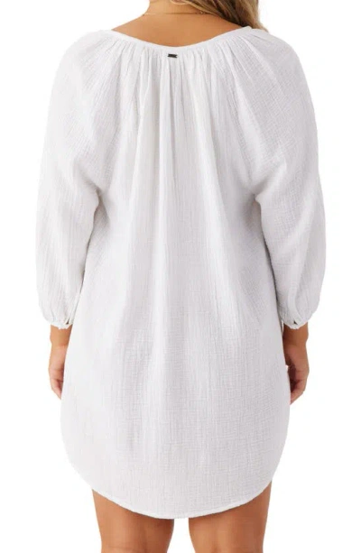 Shop O'neill Krysten Cotton Gauze Cover-up Tunic Minidress In White