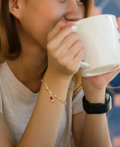 Macy's Lab-grown Ruby (1-1/3 Ct. T.w.) & Lab-grown White Sapphire (1/6 Ct. T.w.) Single Charm Link Bracelet In Ruby