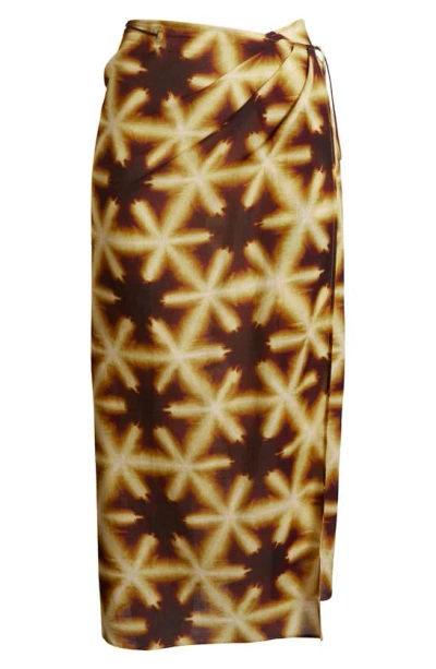 Shop Ulla Johnson Anya Bleach Dye Cotton Blend Cover-up Wrap Skirt In Amber