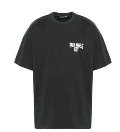 Shop Palm Angels T-shirts And Polos In Dark Grey /white