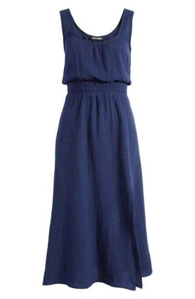 Shop Steve Madden Makena Cotton Gauze Maxi Dress In Navy