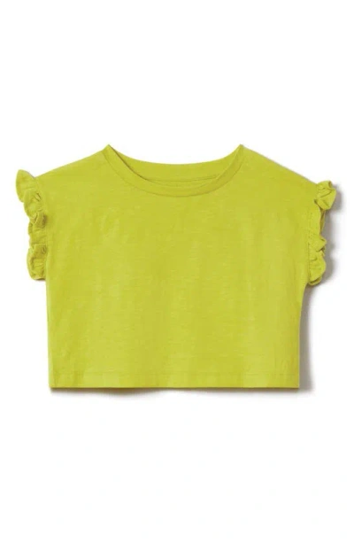 Shop Reiss Kids' Saskia Sr. Ruffle Sleeve Cotton T-shirt In Lime