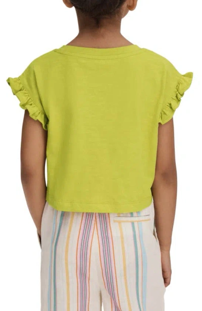 Shop Reiss Kids' Saskia Sr. Ruffle Sleeve Cotton T-shirt In Lime