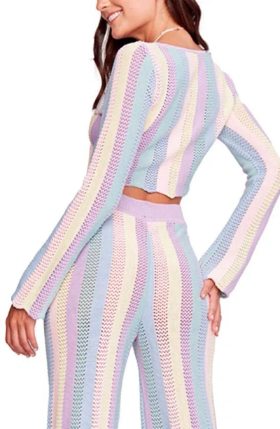 Capittana Paloma Multicolor Cover-up Crop Sweater In Lavander Multicolor
