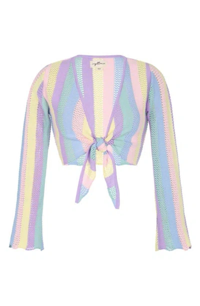 Shop Capittana Paloma Multicolor Cover-up Crop Sweater In Lavander Multicolor
