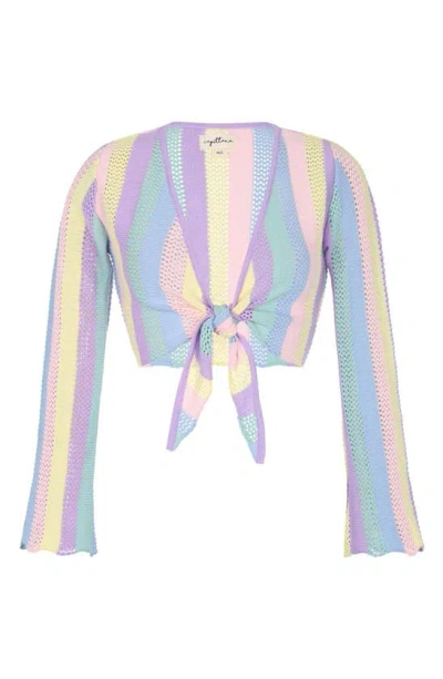 Capittana Paloma Multicolor Cover-up Crop Sweater In Lavander Multicolor