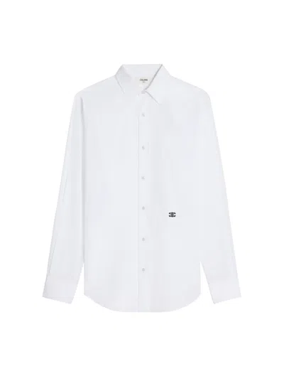 Shop Celine Loose Shirt In Cotton Poplin White