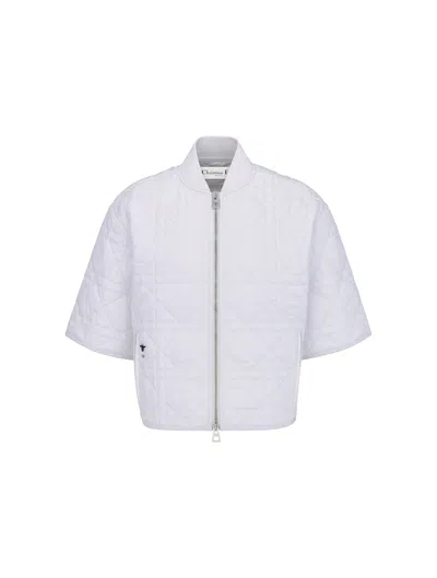 Shop Dior Macrocannage Short-sleeved Pea Coat In White