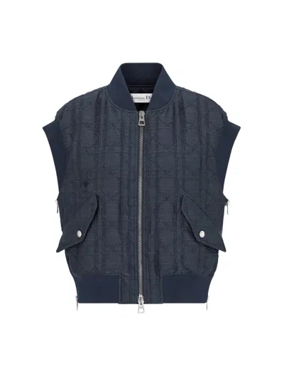 Shop Dior Macrocannage Vest In Blue