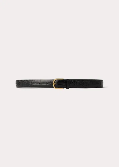 Shop Totême Slim Trouser Leather Belt Black Croco