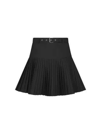 Shop Dior Pleated Mini Skirt In Black
