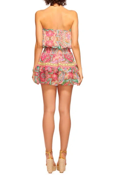 Shop Ramy Brook Jaliyah Ruffle Strapless Cover-up Minidress In Palm Green Multi Palais Print
