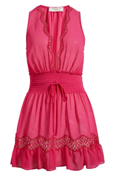 Shop Ramy Brook Virginia Smocked Waist Cover-up Minidress In Perfect Pink