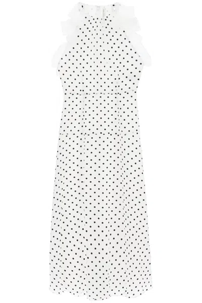 Shop Alessandra Rich Sleeveless Maxi Dress In Polka In White