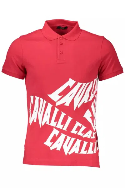 Shop Cavalli Class Pink Cotton Polo Shirt