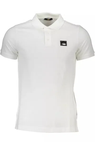 Shop Cavalli Class White Cotton Polo Shirt