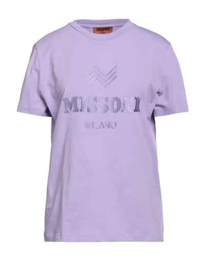 Shop Missoni Woman T-shirt Light Purple Size S Cotton, Viscose