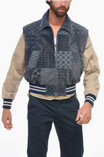 Shop 4sdesigns Denim Bomber Jacket With Patchwork-effect Vest