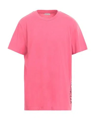 Shop Moncler Man T-shirt Fuchsia Size Xxl Cotton, Polyester In Pink