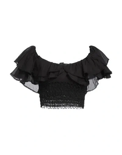 Shop Charo Ruiz Ibiza Woman Top Black Size Xs Cotton, Polyester