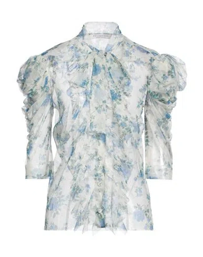 Shop Philosophy Di Lorenzo Serafini Woman Shirt Blue Size 4 Polyester, Silk