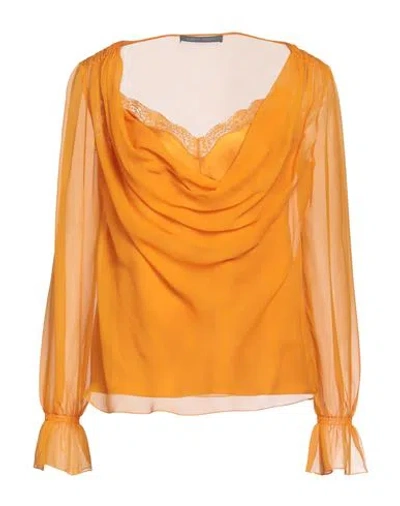 Shop Alberta Ferretti Woman Top Orange Size 8 Silk