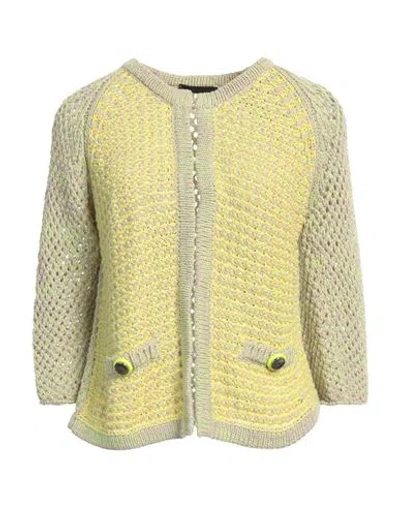 Shop Pinko Woman Cardigan Yellow Size M Cotton, Polyester, Polyamide