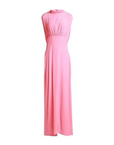 Shop Semicouture Woman Maxi Dress Coral Size 8 Acetate, Silk In Red