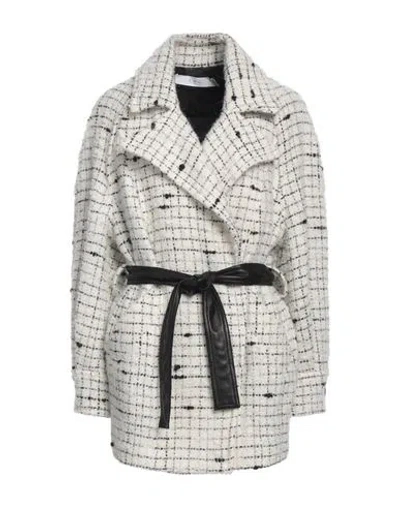 Shop Iro Woman Coat Off White Size 8 Acrylic, Wool, Polyester, Alpaca Wool, Lambskin