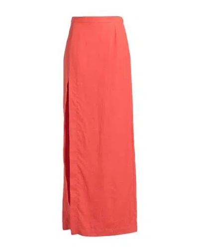 Shop Maria Vittoria Paolillo Mvp Woman Maxi Skirt Rust Size 6 Linen, Cotton In Red