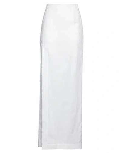 Shop Maria Vittoria Paolillo Mvp Woman Maxi Skirt White Size 4 Linen, Cotton