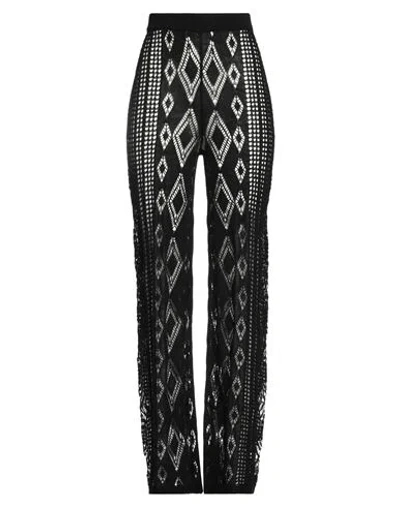 Shop Akep Woman Pants Black Size M Linen, Cotton