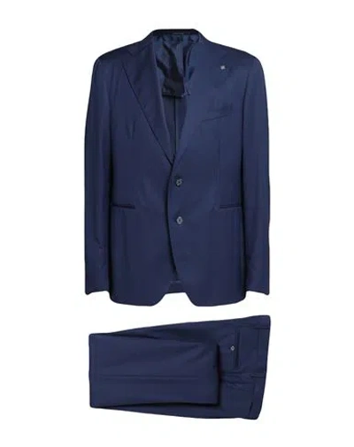 Shop Tagliatore Man Suit Navy Blue Size 44 Super 130s Wool