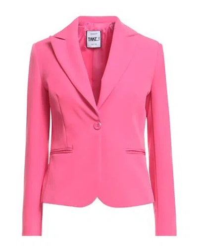 Shop Take-two Woman Blazer Fuchsia Size M Polyester, Elastane In Pink