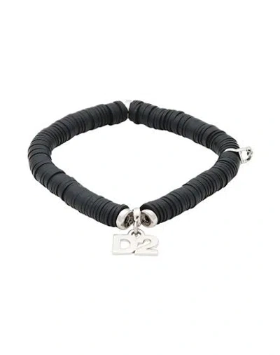 Dsquared2 Man Bracelet Black Size - Rubber, Tin Alloy, Brass In Black