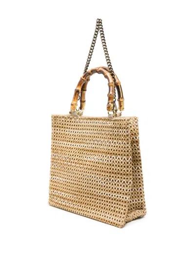 Shop La Milanesa Americano Medium Bamboo Top-handle Bag In Beige