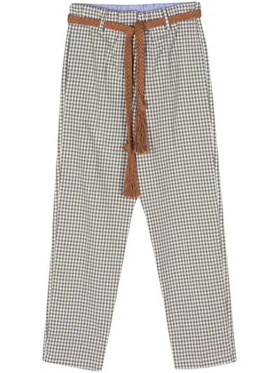 Shop Alysi Vichy Cropped Trousers In Grey