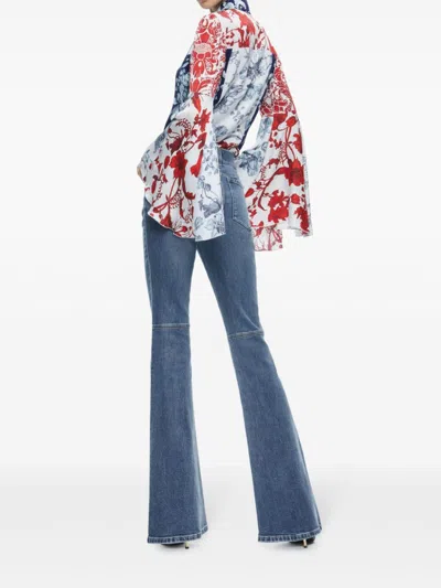 Shop Alice And Olivia Willa Floral Print Shirt In Blue