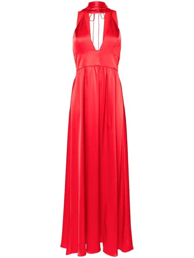 Shop Alice And Olivia Hannah Scarf-detail Maxi Dress In Red